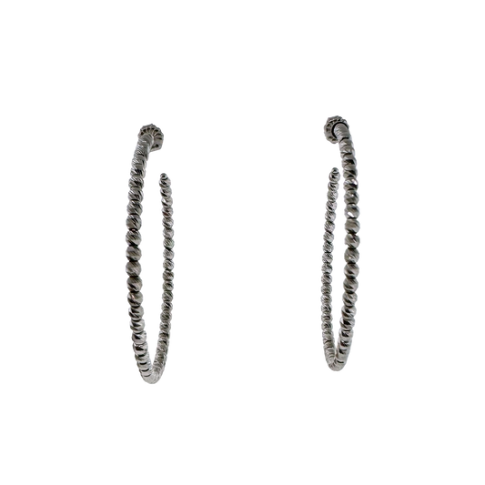 Estate 14k + Diamond-cut Bead Hoops