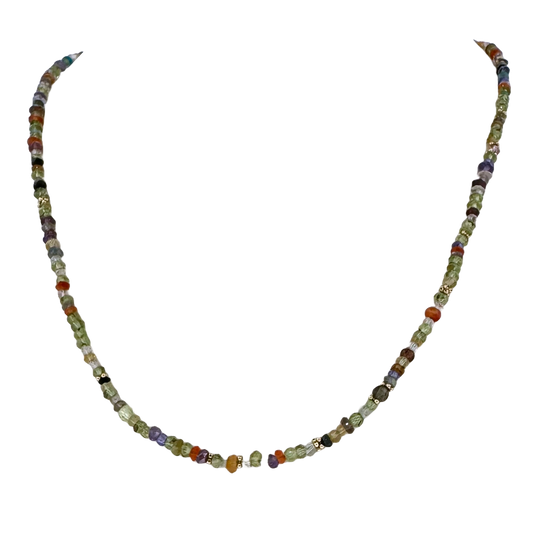 14k + Multi Gemstone Beaded Necklace