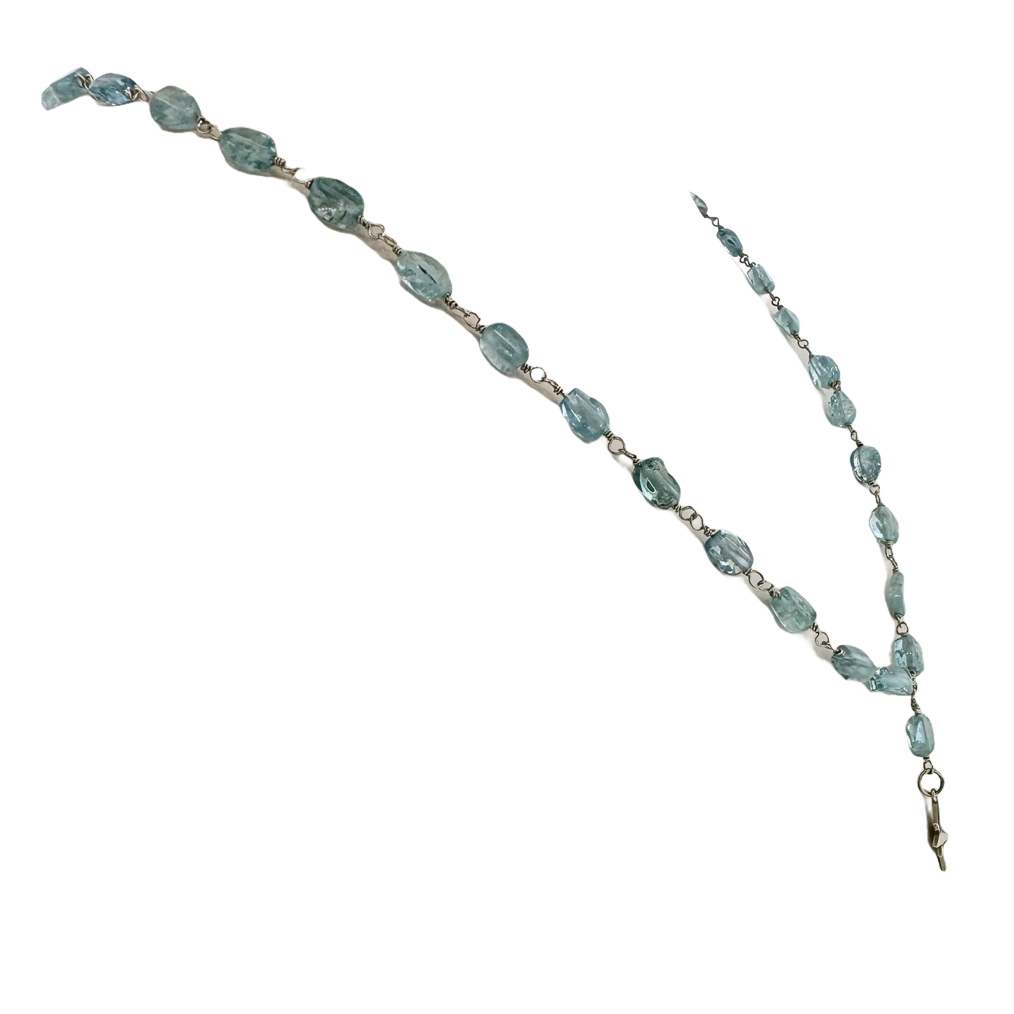14k + Aquamarine Beaded Chain & Compass Rose Necklace