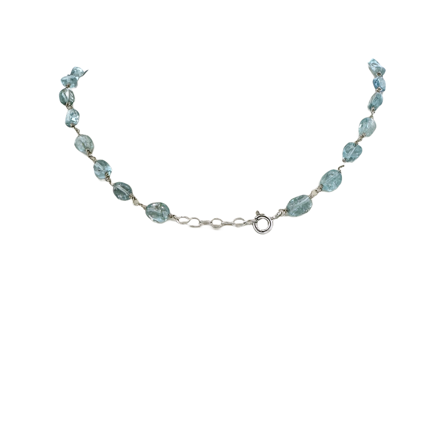 14k + Aquamarine Beaded Chain & Compass Rose Necklace
