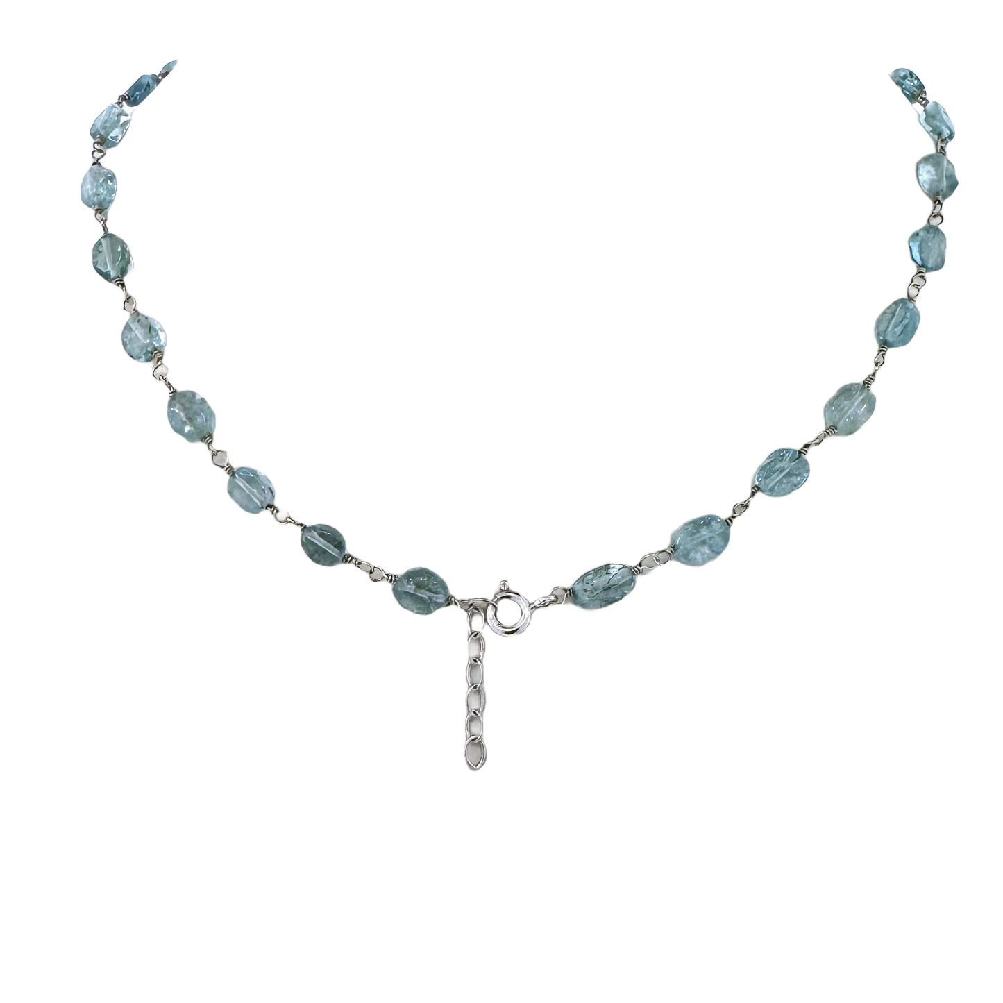 14k + Aquamarine Beaded Chain & Compass Rose Necklace