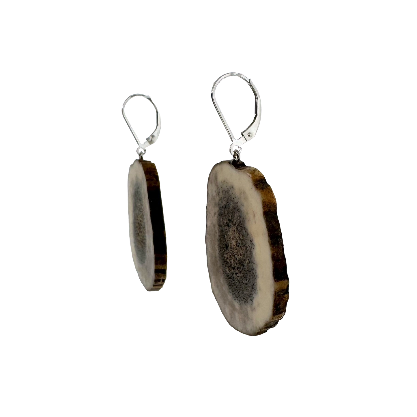 Sterling + Large Antler Slice Earrings