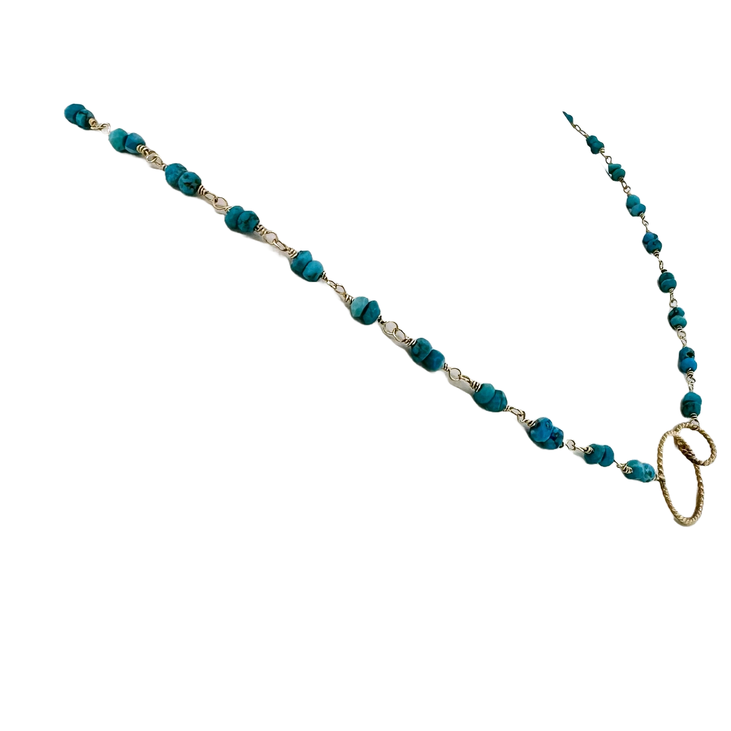 14k + Turquoise Bead Chain Circles Necklace