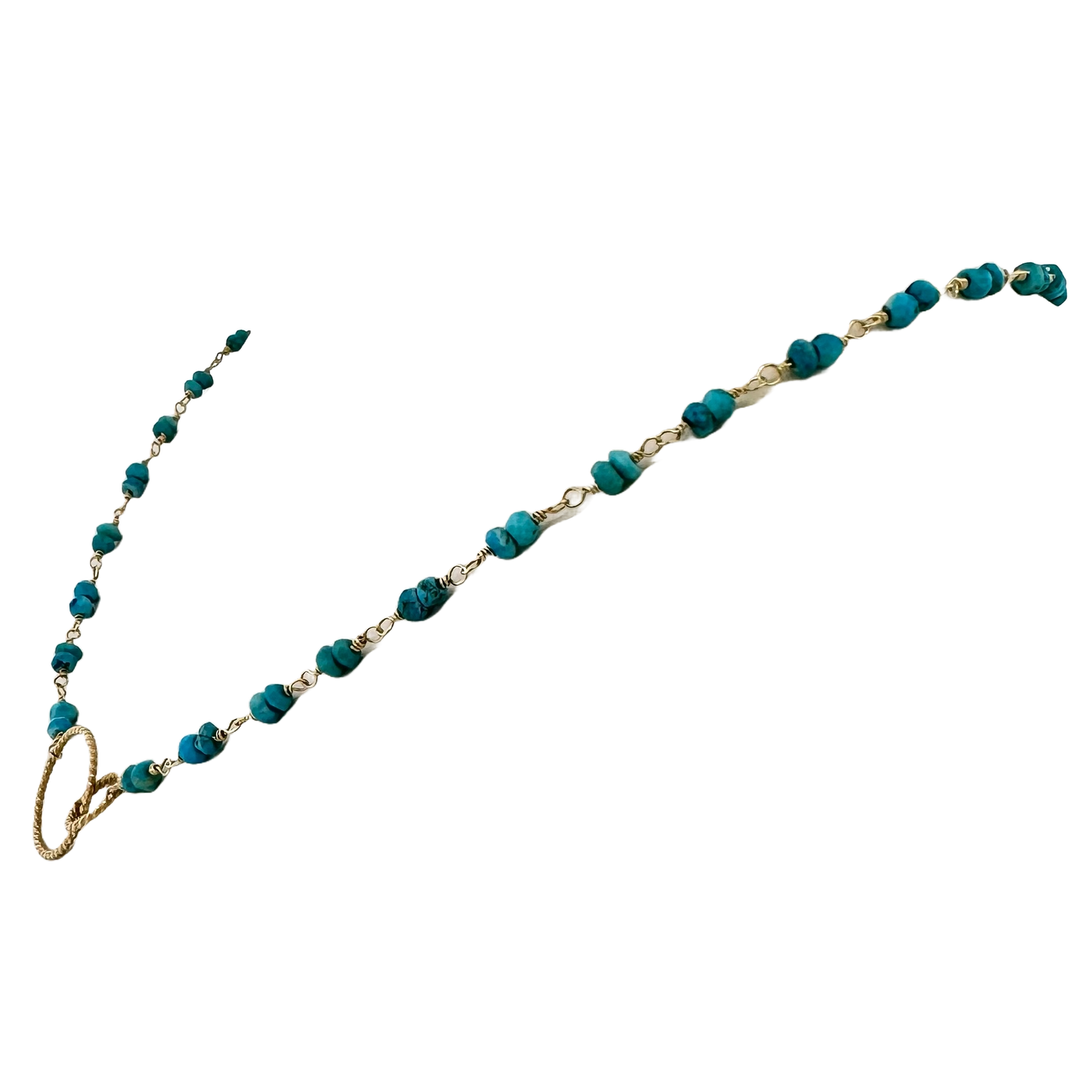 14k + Turquoise Bead Chain Circles Necklace