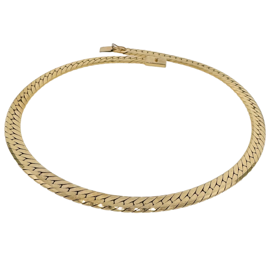 Estate 14k + Wide Herringbone Necklace