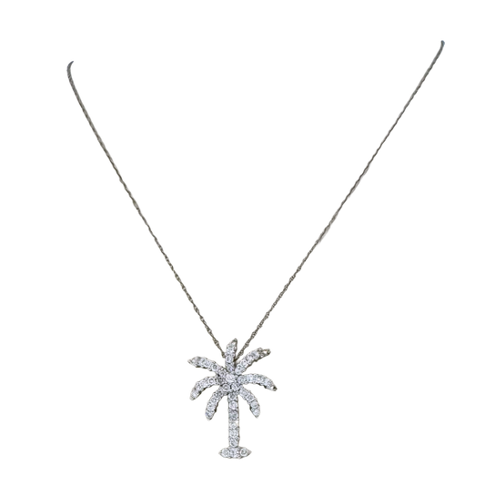 Estate 18k + Diamond Palm Tree Necklace