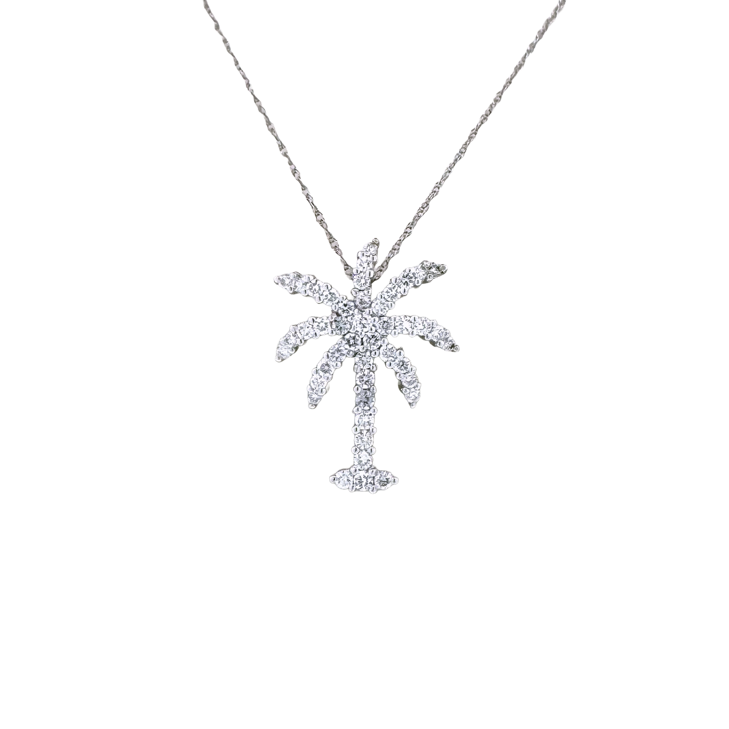 Estate 18k + Diamond Palm Tree Necklace