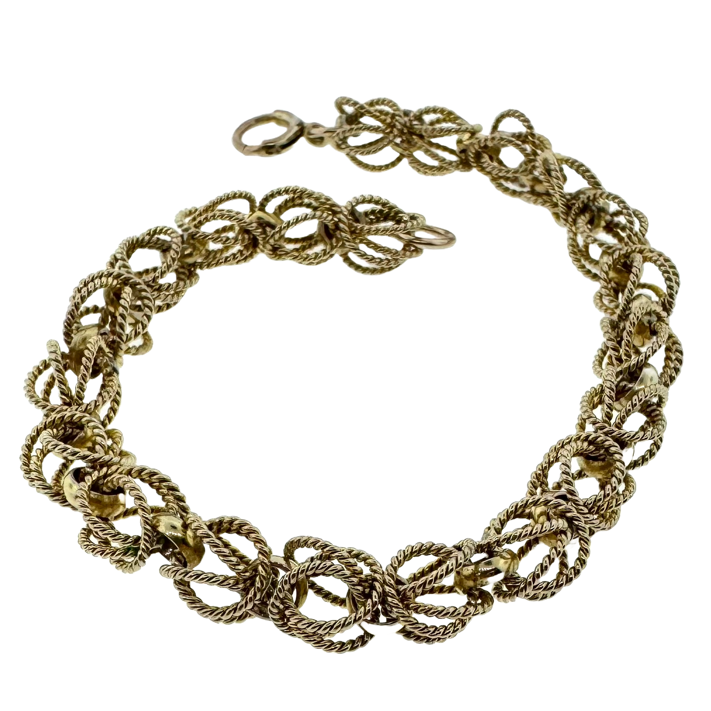Estate 14k + Twisted Rope Wire Chain Bracelet