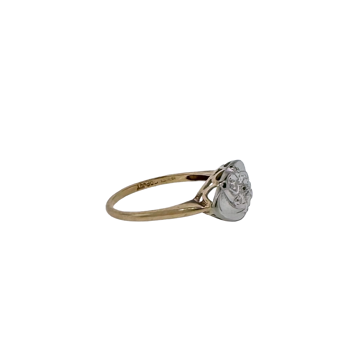 Estate 10k + Diamond Navette Ring