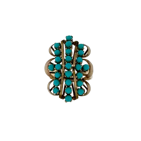 Estate 14k + Turquoise Cluster Cocktail Ring