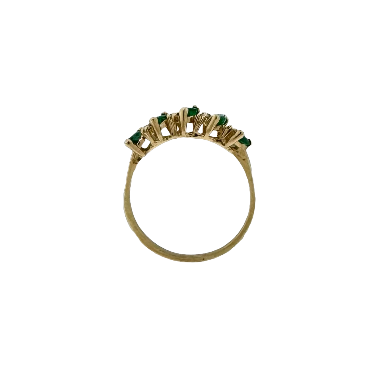 Estate 14k + Emerald and Diamond Band