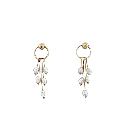 Estate 14k + Pearl Fringe Earrings