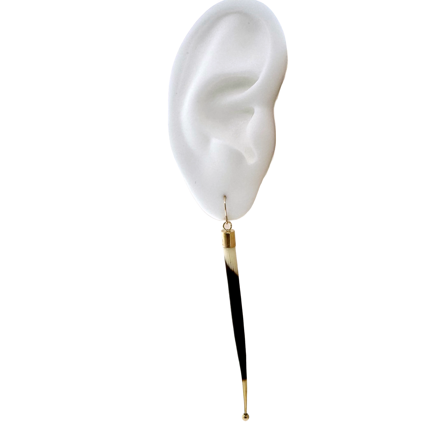 14k + Porcupine Quill Earrings Long