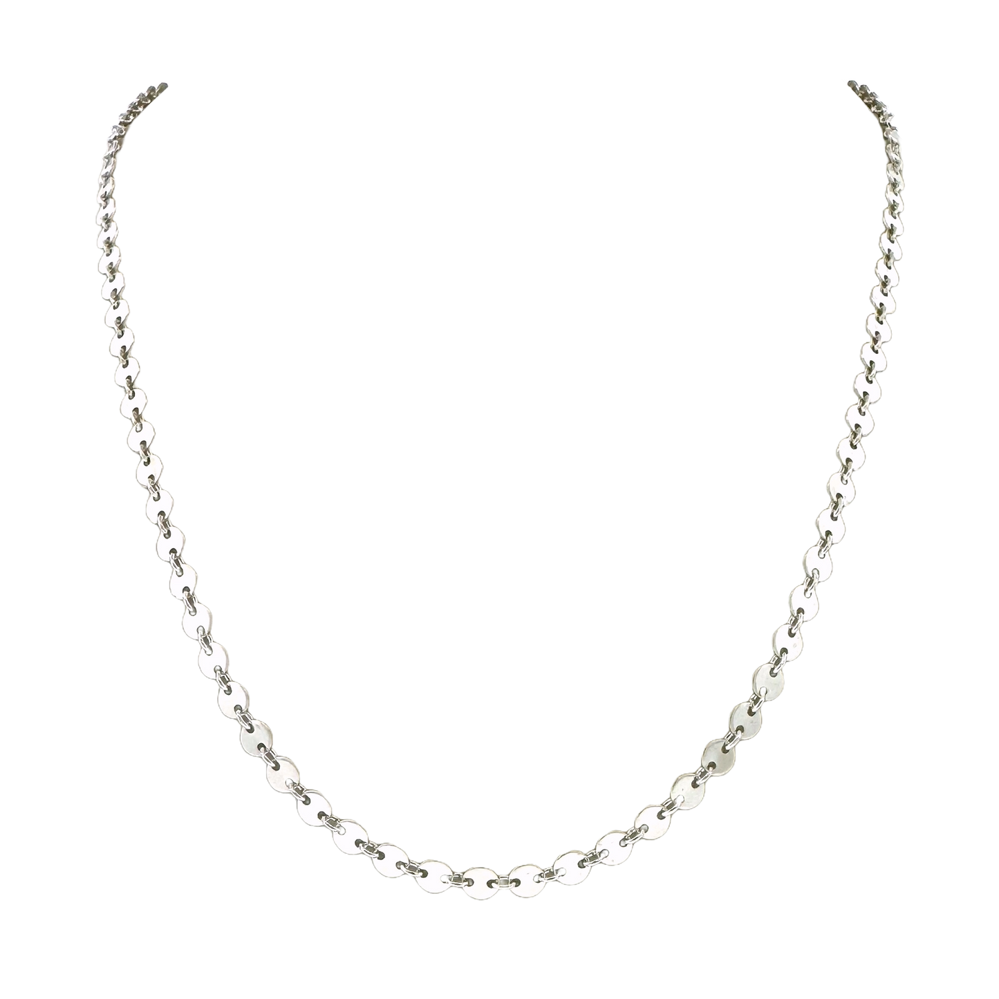 Sterling + Disc Chain Necklace 18"
