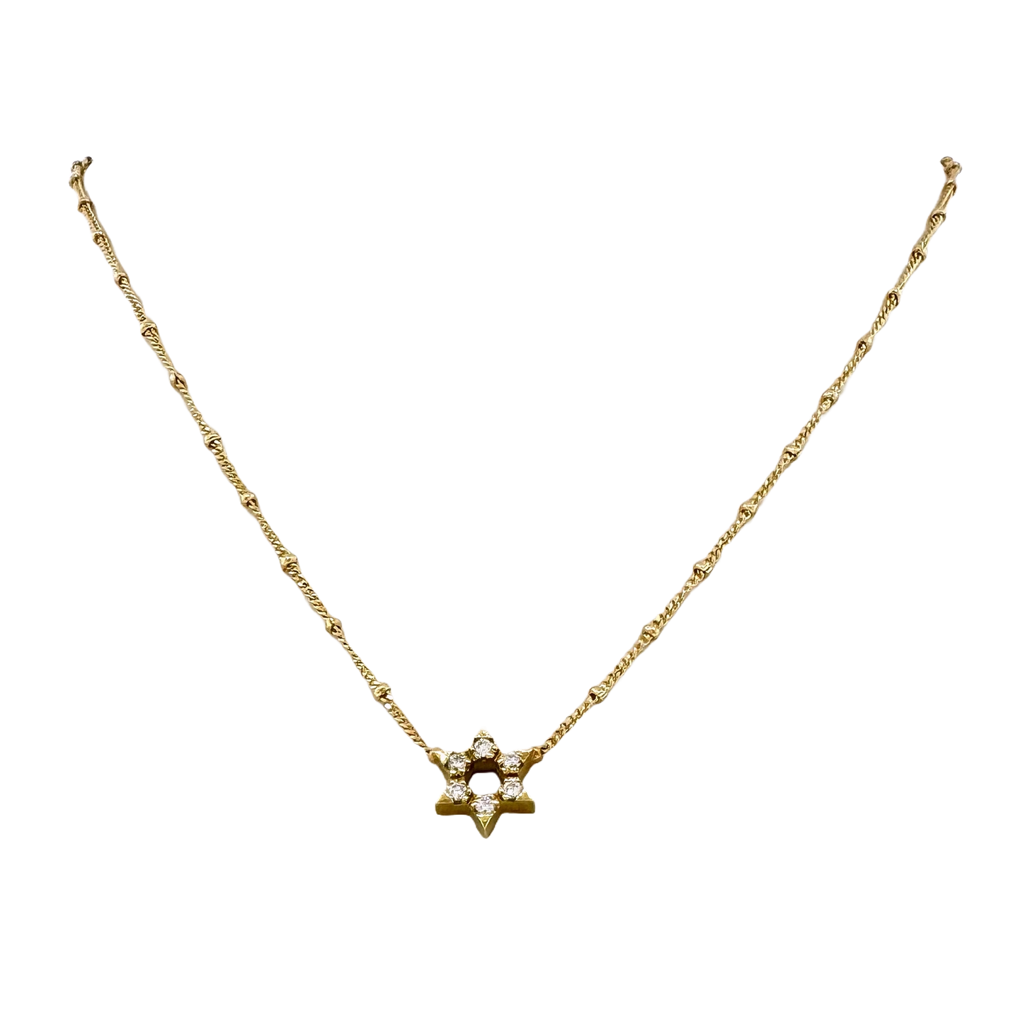 Estate 14k + Diamond Star of David Necklace