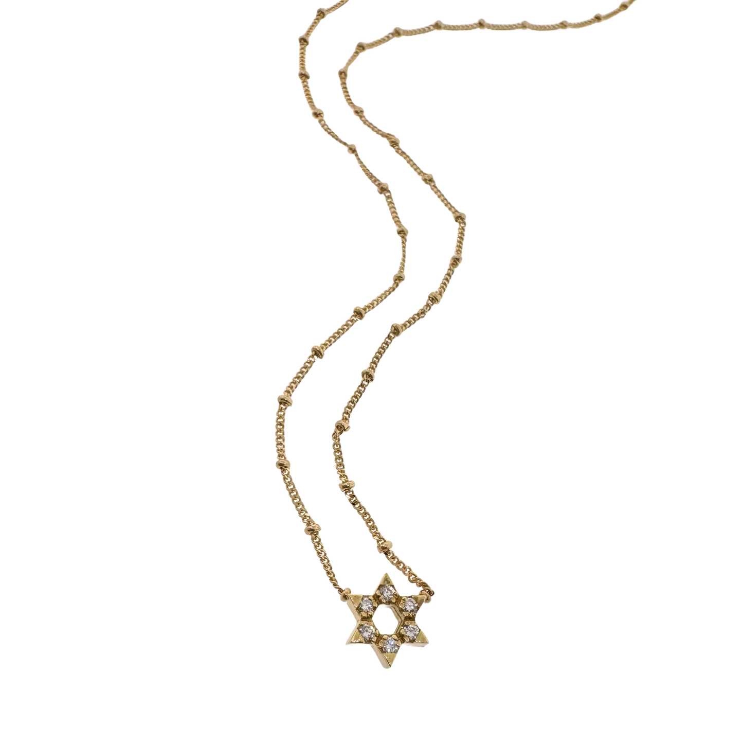 Estate 14k + Diamond Star of David Necklace