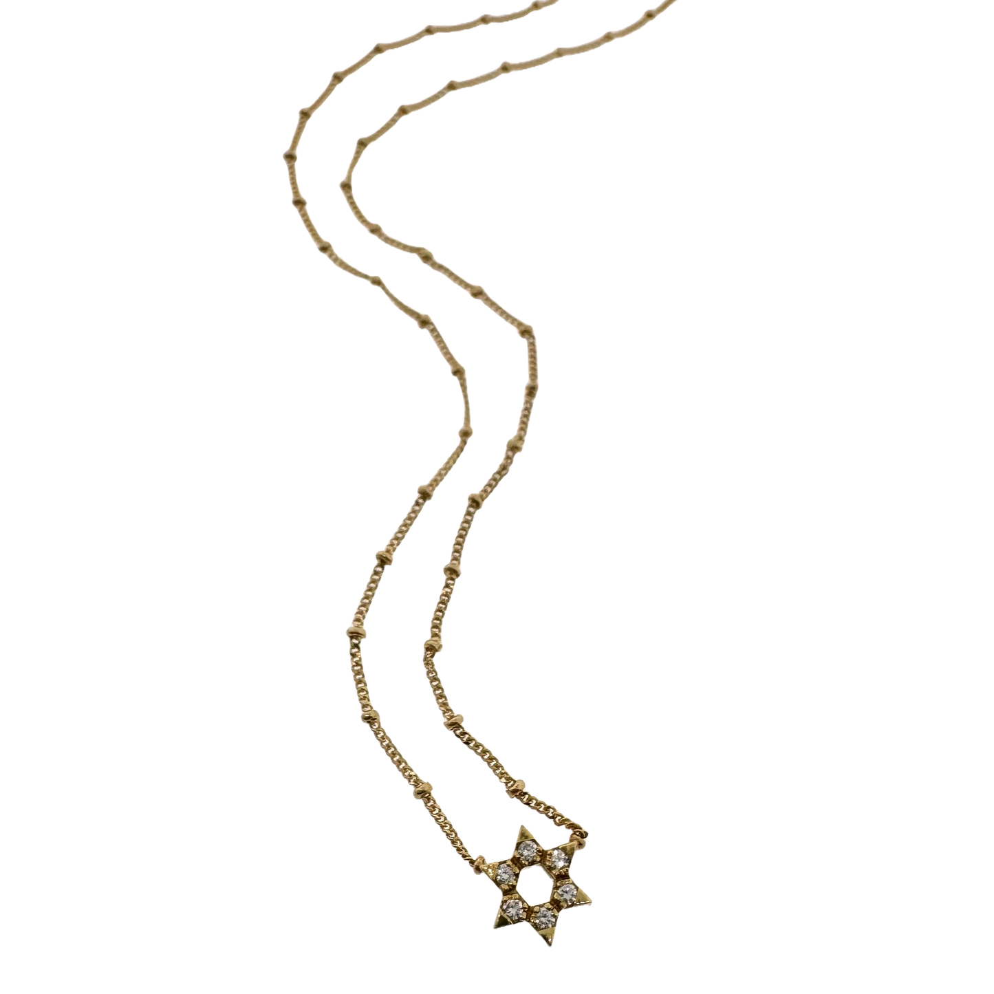 Estate 14k + Diamond Star of David Necklace