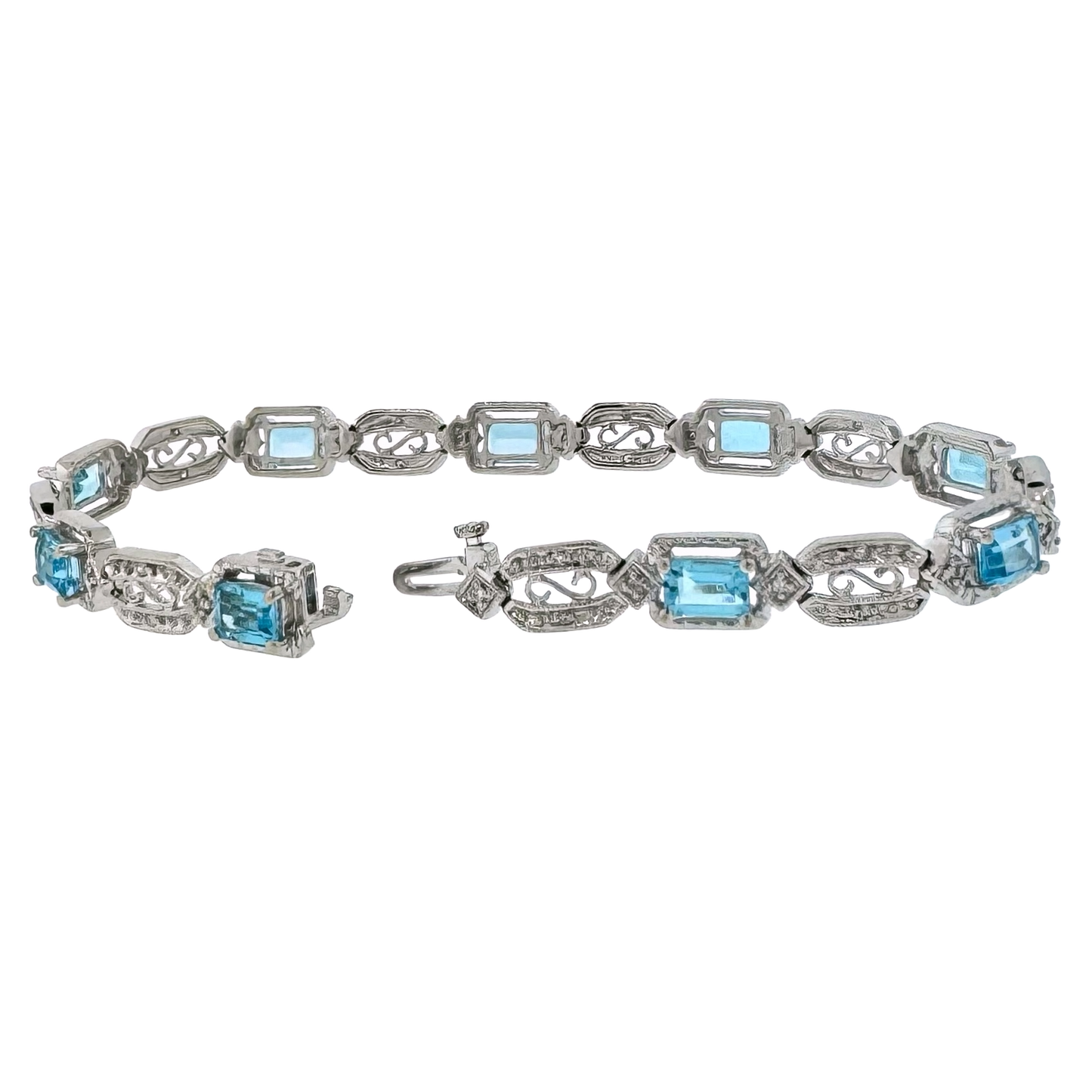 Estate 10k + Blue Topaz Vintage Inspired Bracelet