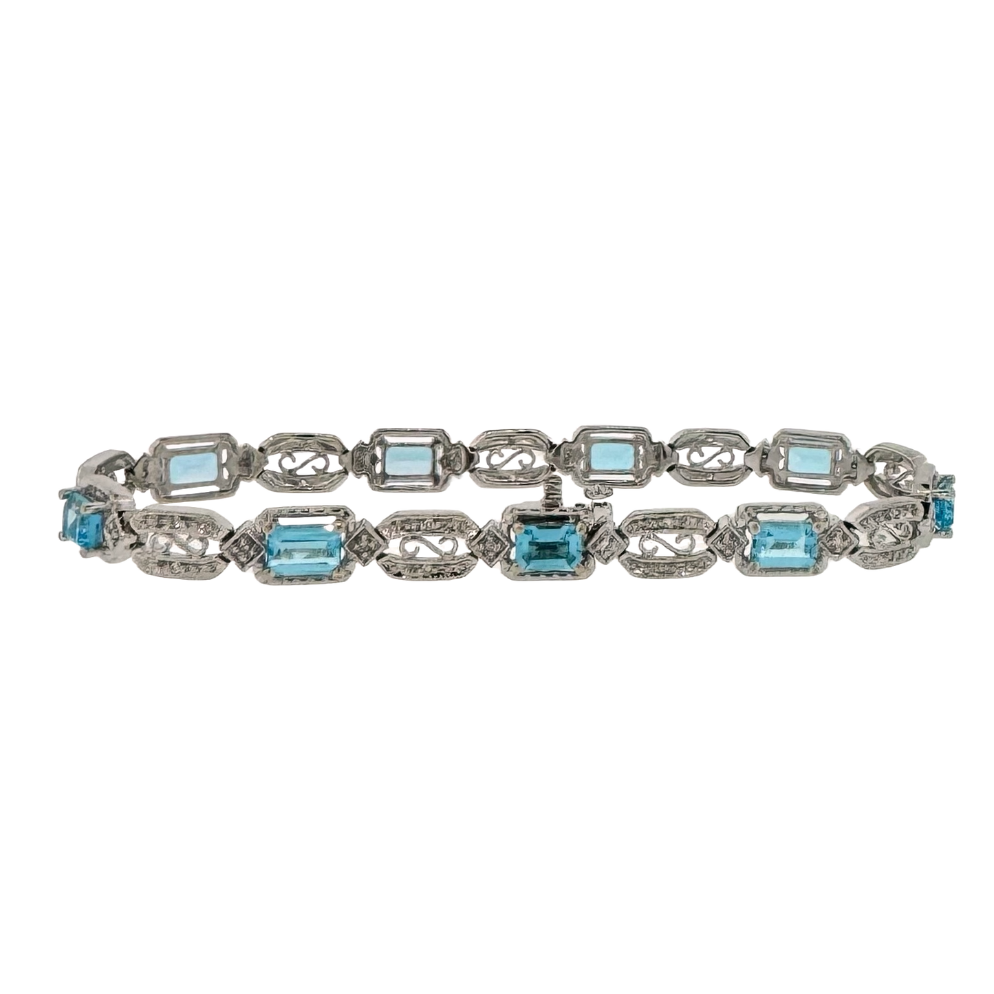 Estate 10k + Blue Topaz Vintage Inspired Bracelet