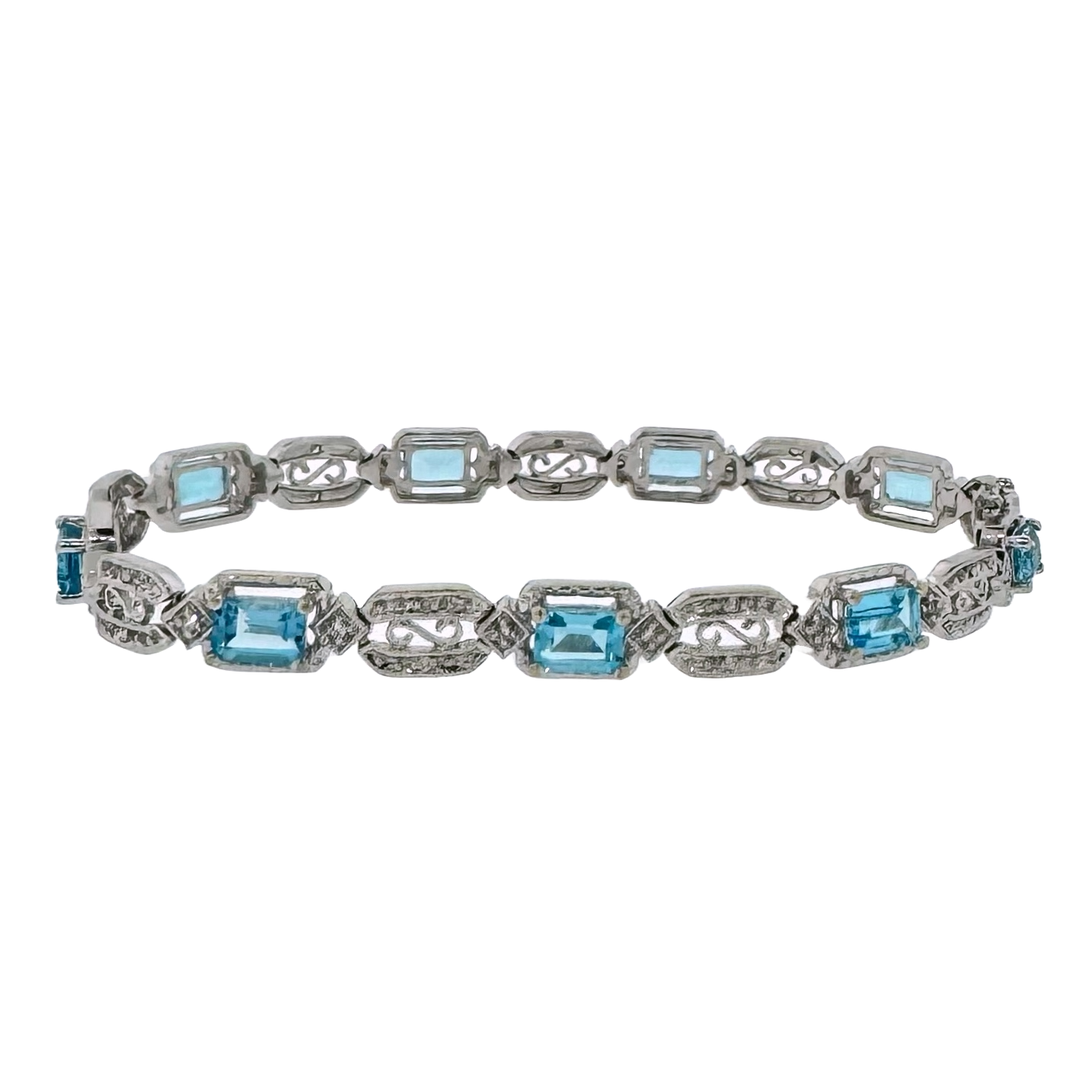 Estate 10k + Blue Topaz Vintage Inspired Bracelet