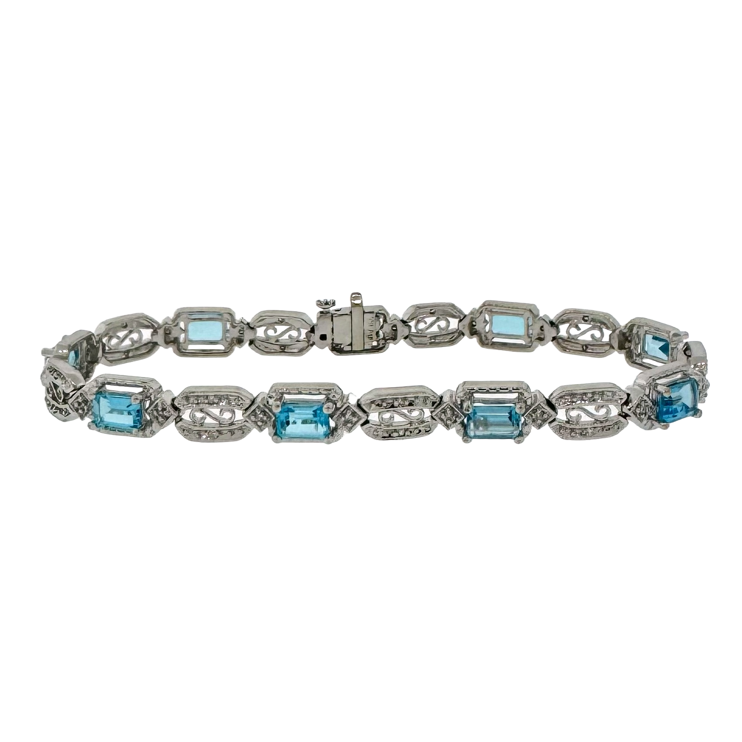 Estate 10k + Blue Topaz Vintage Inspired Bracelet