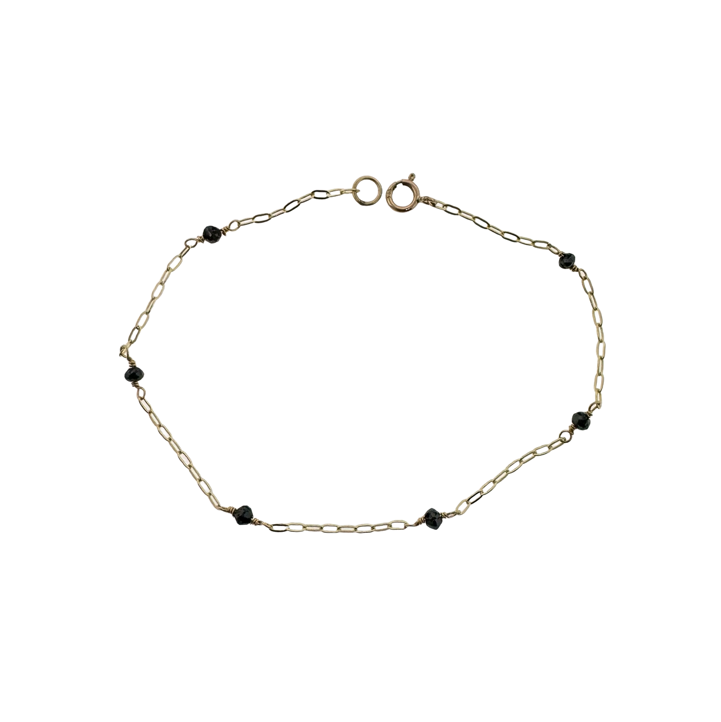 14k + Black Diamond Bead Station Bracelet