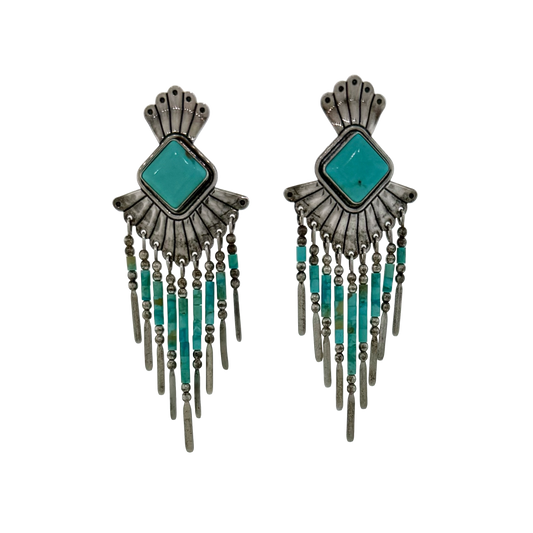 Estate Sterling + Turquoise Dangle Earrings