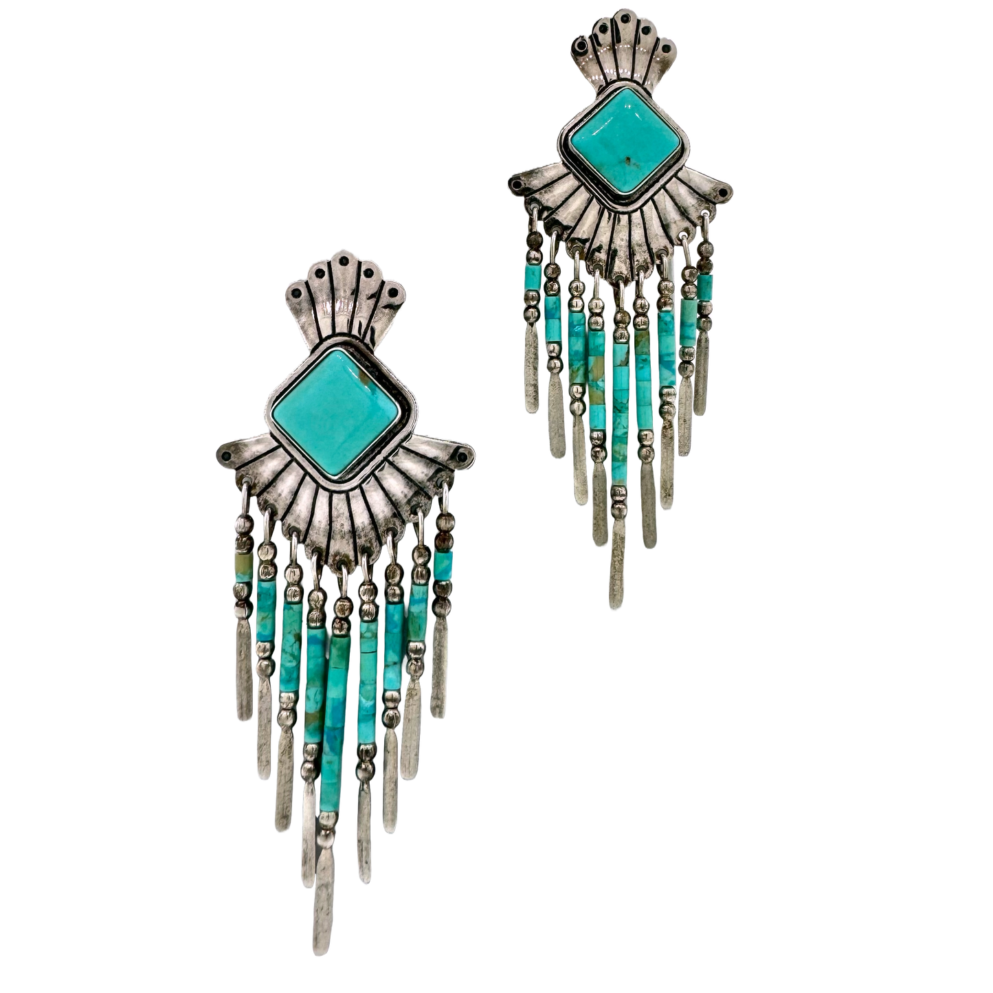 Estate Sterling + Turquoise Dangle Earrings