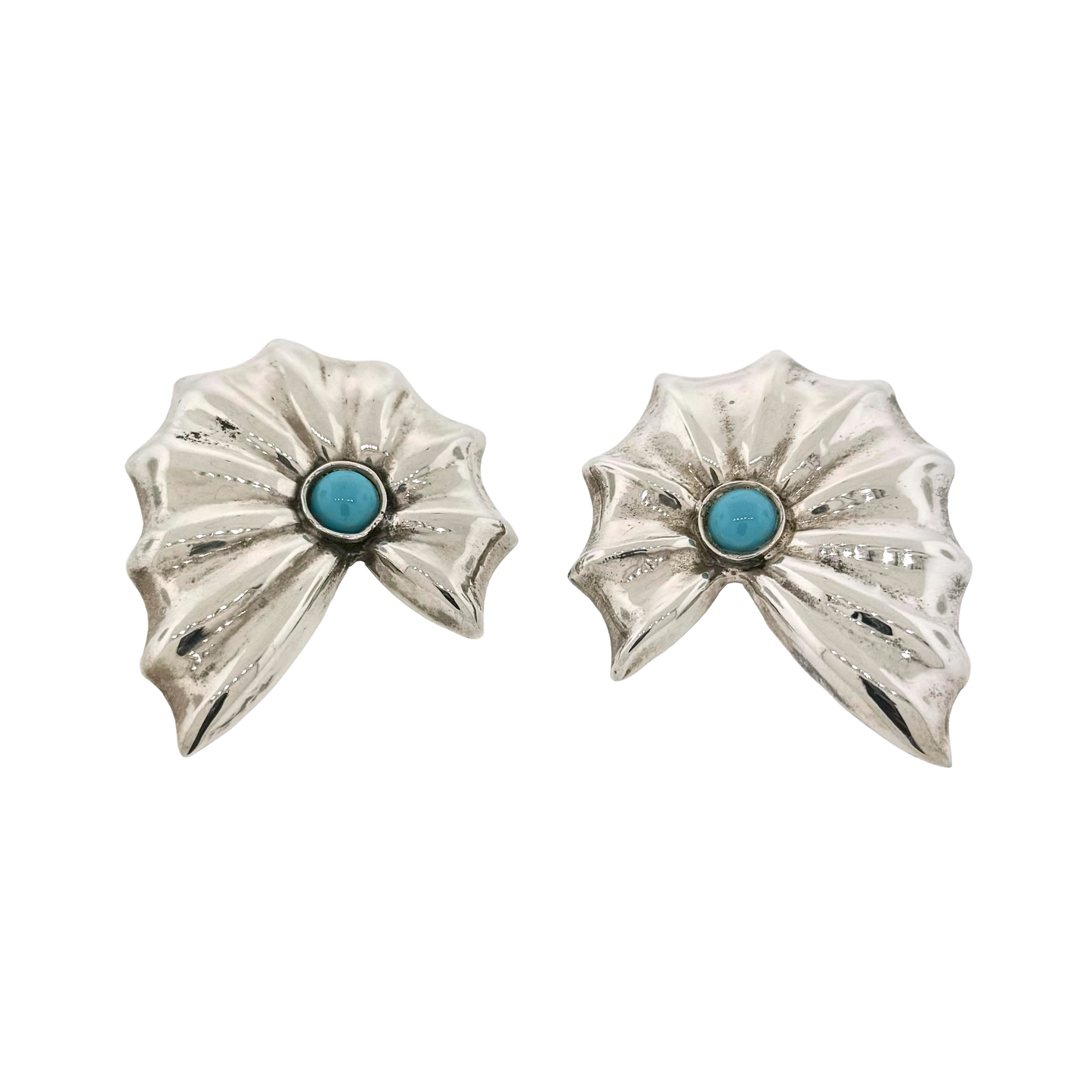 Estate Sterling + Turquoise XL Concho Earrings